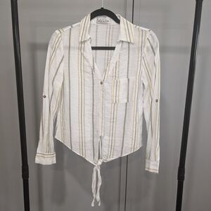 Button-Down Tie-Front Top